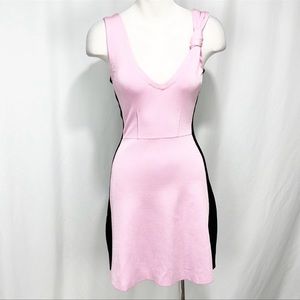Sonia By Sonia Rykiel Pink And Black Colorblock V-Neck Dress